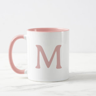 Personalised Monogram Modern Pink White Mug