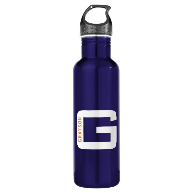 Personalised Monogram Modern Unique Techy 710 Ml Water Bottle (Front)
