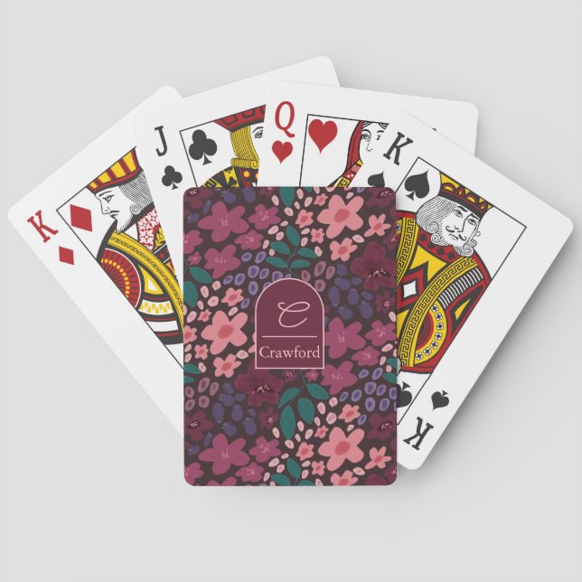 Personalised Monogram Moody Floral Playing Cards (Back)