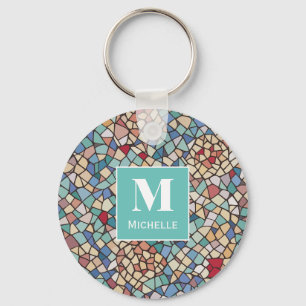 Personalised Monogram Mosaic Tiles Keychain