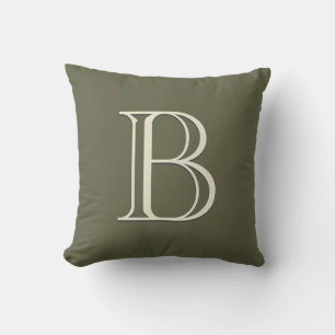 Personalised Monogram Moss Green & Off White Cushion