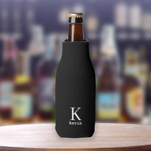 Personalised monogram name black and white bottle cooler