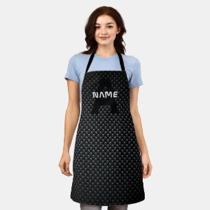 Personalised Monogram Name Black and White Texture Apron