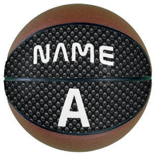 Personalised Monogram Name Black and White Texture Basketball