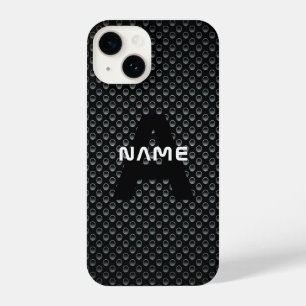Personalised Monogram Name Black and White Texture iPhone 14 Case
