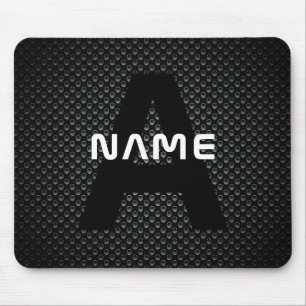 Personalised Monogram Name Black and White Texture Mouse Pad