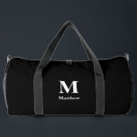 Personalised Monogram Name Black Duffle Bag<br><div class="desc">A custom monogram name black duffle bag. Perfect for carrying to the gym,  camping,  weekend trips,  or travelling.</div>