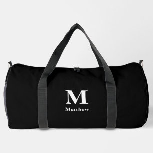 Personalised Monogram Name Black Duffle Bag