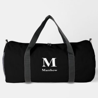 Personalised Monogram Name Black Duffle Bag