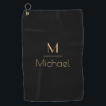Personalised Monogram | Name Black & Gold Golf Towel<br><div class="desc">Personalised Monogram Black & Gold Art Deco Font,  The template is set up ready for you to customise with your name and initial,  If you would like to change the colour or style of the font click customise further that the end of the template.</div>