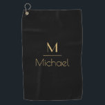 Personalised Monogram | Name Black & Gold Golf Towel<br><div class="desc">Personalised Monogram Black & Gold Art Deco Font,  The template is set up ready for you to customise with your name and initial,  If you would like to change the colour or style of the font click customise further that the end of the template.</div>