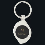 Personalised Monogram | Name Black & Gold Key Ring<br><div class="desc">Personalised Monogram Black & Gold Art Deco Font,  The template is set up ready for you to customise with your name and initial,  If you would like to change the colour or style of the font click customise further that the end of the template.</div>