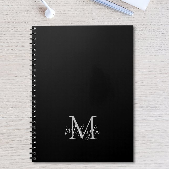 Personalised Monogram Name Black Notebook (Creator Uploaded)