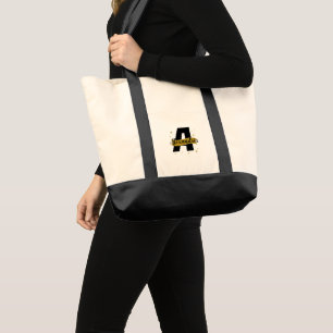 Personalised Monogram Name Black White Gold Tote Bag