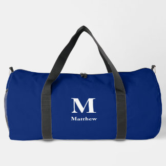 Personalised Monogram Name Blue Duffle Bag