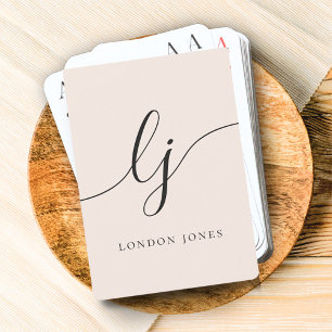 Personalised Monogram Name Calligraphy Script Playing Cards