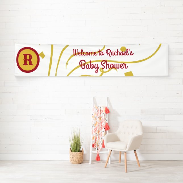 Personalised monogram name confetti baby shower ba banner (Insitu)