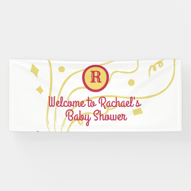 Personalised monogram name confetti baby shower banner (Horizontal)