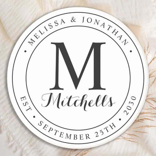 Personalised Monogram Name Date Wedding Coaster (Creator Uploaded)