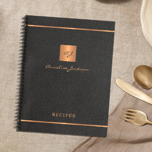 Personalised monogram name elegant recipes journal