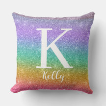 Personalised Monogram Name Faux Glitter Colourful