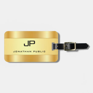 Personalised Monogram Name Faux Gold Glamourous Luggage Tag