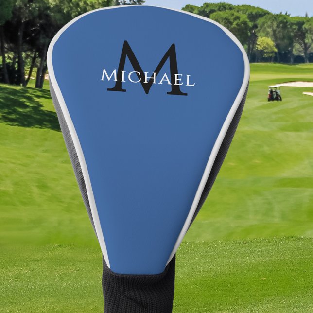 Personalised Monogram Name Initial Blue Golf Head Cover (Personalized Monogram Name Initial Blue Golf Head Cover)