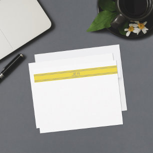 Personalised Monogram Name Initials Yellow & Grey Card