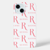 Personalised Monogram Name Minimal Stylish Pink