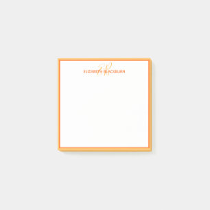 Personalised Monogram Name Minimalist Cute Orange Post-it Notes