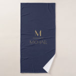 Personalised Monogram | Name Navy & Gold    Bath Towel Set<br><div class="desc">Personalised Monogram Navy & Gold Art Deco Font,  The template is set up ready for you to customise with your name and initial,  If you would like to change the colour or style of the font click customise further that the end of the template.</div>