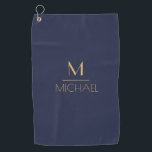 Personalised Monogram | Name Navy & Gold Golf  Gol Towel<br><div class="desc">Personalised Monogram Navy & Gold Art Deco Font,  The template is set up ready for you to customise with your name and initial,  If you would like to change the colour or style of the font click customise further that the end of the template.</div>