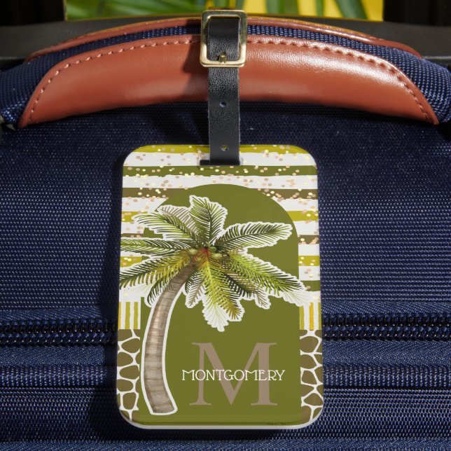 Personalised Monogram Name Palm Tree Luggage Tag (Front Insitu 2)