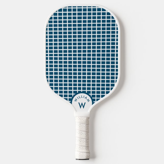  Personalised Monogram Name Pickleball String Blue Pickleball Paddle (Front)