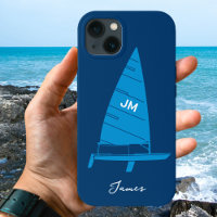 Personalised Monogram Name Sailboat Racing Blue