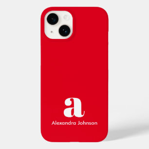 Personalised Monogram Name Simple Red Modern Case-Mate iPhone 14 Case