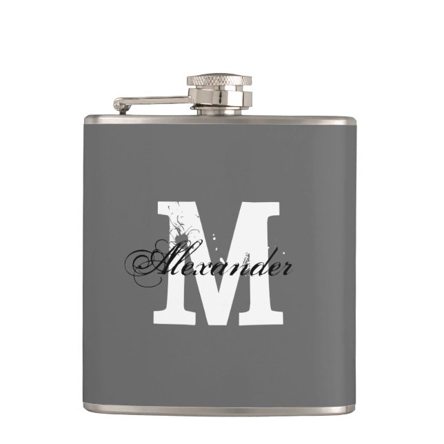 Personalised monogram name small drink flask (Front)