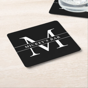 Personalised Monogram Name Square Paper Coaster