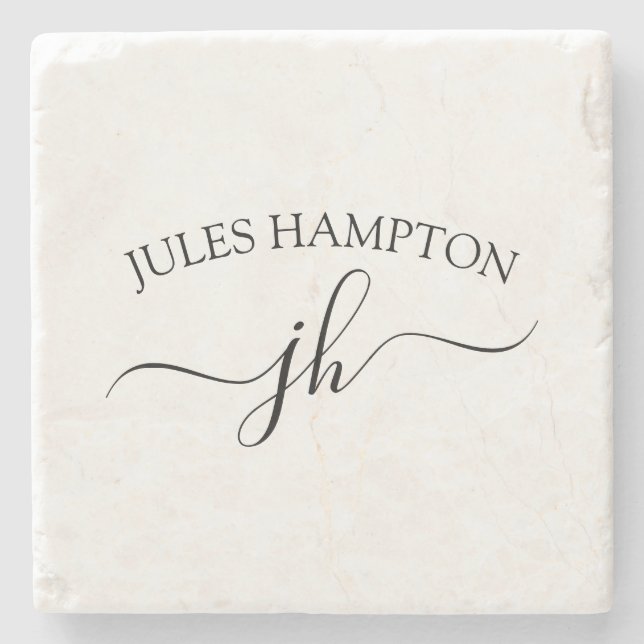 Personalised Monogram Name Stone Coaster (Front)