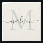 Personalised Monogram & Name Stylish Stone Coaster<br><div class="desc">Elevate your home decor with this Elegant Personalised Monogram Script Name Stone Coaster. Featuring a timeless design with a beautifully crafted monogram and your name in elegant script, this stylish coaster combines sophistication and functionality. Perfect for protecting your surfaces while adding a personal touch, it’s ideal for homes, offices, or...</div>