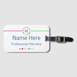 Personalised Monogram Name Title Elegant Colourful Luggage Tag