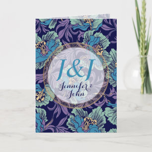 Personalised Monogram Name Turquoise Teal Vintage Card