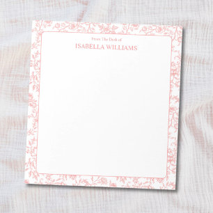 Personalised Monogram Name Vintage Flower Floral  Notepad