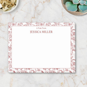 Personalised Monogram Name Vintage Flower Floral Post-it Notes
