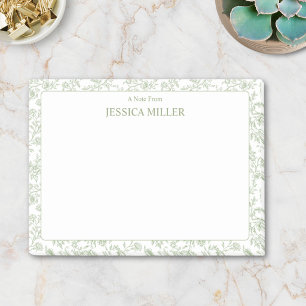 Personalised Monogram Name Vintage Flower Floral Post-it Notes