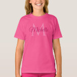 Personalised Monogram Name Wow Pink Girls T-Shirt<br><div class="desc">Personalised Girls Monogram Name Wow Pink Template Elegant Trendy Girls' T-Shirt.</div>