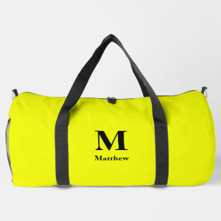 Personalised Monogram Name Yellow Duffle Bag