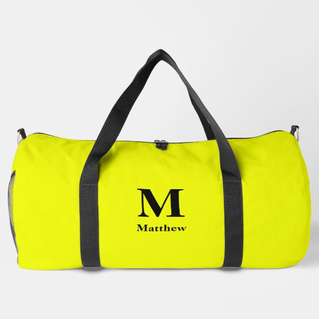 Personalised Monogram Name Yellow Duffle Bag (Back)