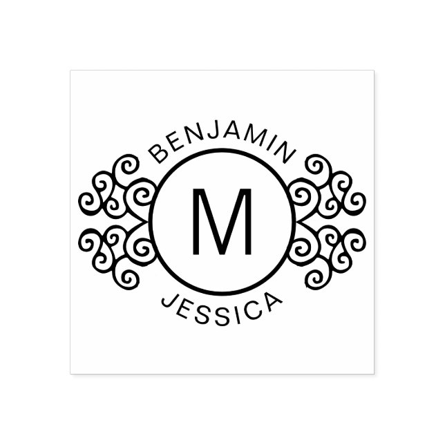 Personalised Monogram + Names Decorative Custom Rubber Stamp (Imprint)