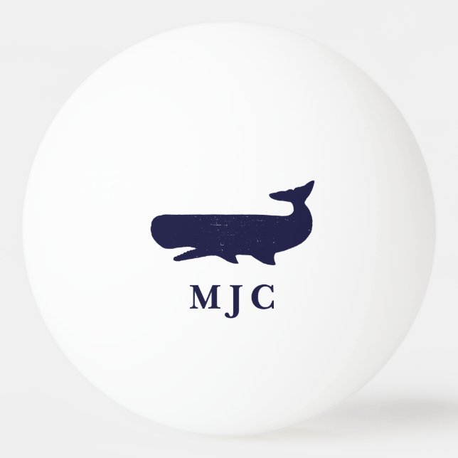 Personalised Monogram Nautical Navy Blue Beer Ping Pong Ball (Front)